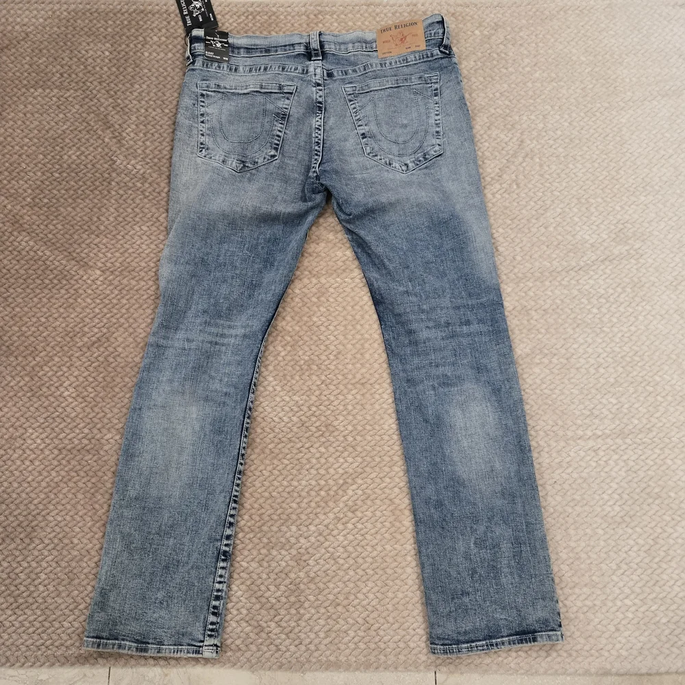True Religion Ricky Relaxed Straight W40 Jeans Denim Blue Distressed Men's NWT